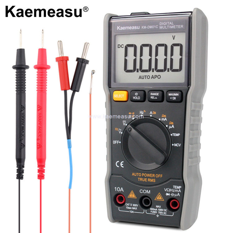 Kaemeasu 01C Pantalla LCD Avómetro Multiméter digital AC DC Tensión verdadera Prueba RMS