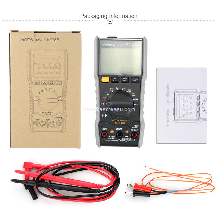 Kaemeasu 01C Pantalla LCD Avómetro Multiméter digital AC DC Tensión verdadera Prueba RMS
