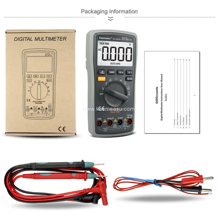 Kaemeasu 03A Multimetro digital de alta precisión 6000 cuenta rango automático 1000V CA DC Multimetro inteligente