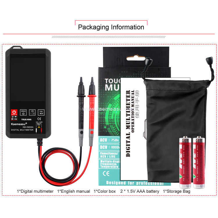 Kaemeasu 06C Muestra de color Tester de multimetros Electricista Smart Voltmeter Multimetro digital