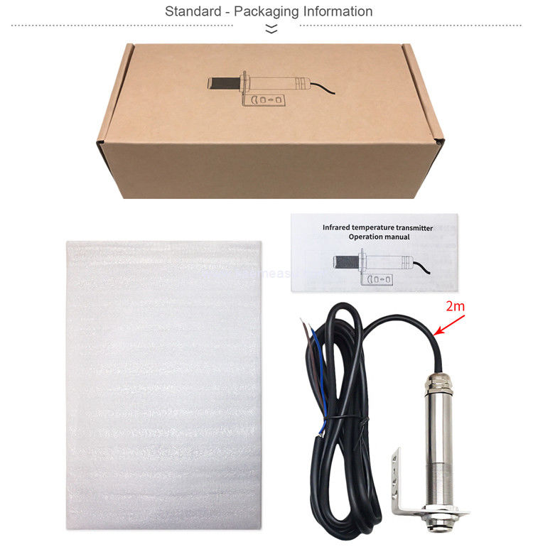 Kaemeasu 304 Sensor de temperatura infrarroja de acero inoxidable Sin contacto Monitoreo de temperatura industrial -20 ~ 300 ° C
