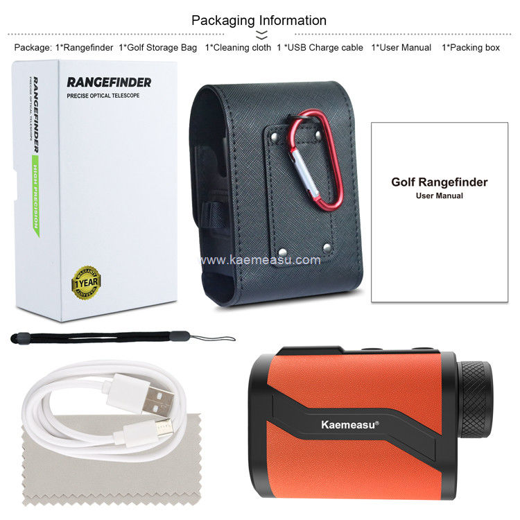 Kaemeasu Golf Rangefinder 6.5X de cuero de aluminio con caparazón Laser Rangefinder con la función del imán de bloqueo del asta de bandera MAL600
