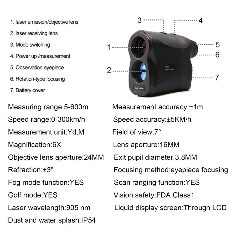 Telescopio de aventura al aire libre Distancia láser 600m 900m 1200m 1