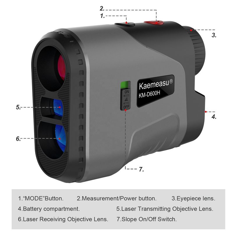 OEM ODM Telescopio de alcance 600/800/1000m Medidor de distancia de golf Módulos múltiples Telescopio de alcance láser con interruptor de pendiente