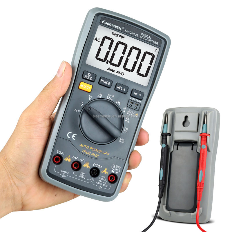 03B Multimétricos digitales profesionales de corriente continua de voltaje AC Resistencia actual de verdadera RMS Prueba de diodo LED Rango automático medidor universal