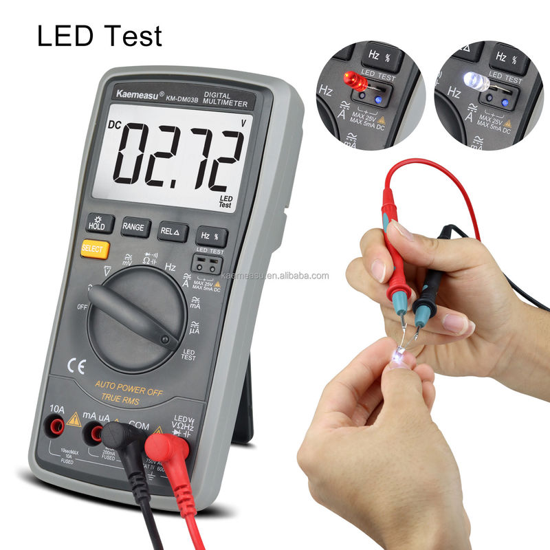 03B Multimétricos digitales profesionales de corriente continua de voltaje AC Resistencia actual de verdadera RMS Prueba de diodo LED Rango automático medidor universal