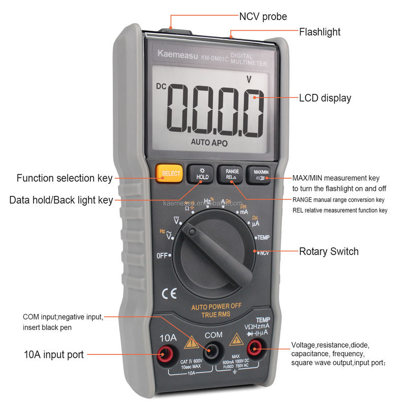 OEM ODM Digital multi tester T-rms multimetro electrónico Ncv Ohm Hz Tester avometer Mini multimetro portátil para la venta