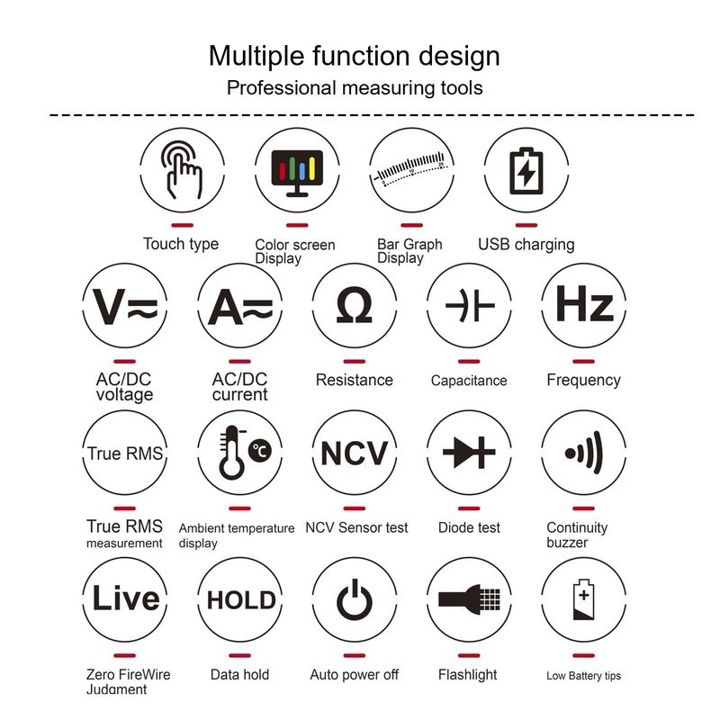 Venta al por mayor Multimetros inteligentes de voz con rms Electrician Bench Multimetros digitales automáticos con pantalla táctil multimetro inteligente