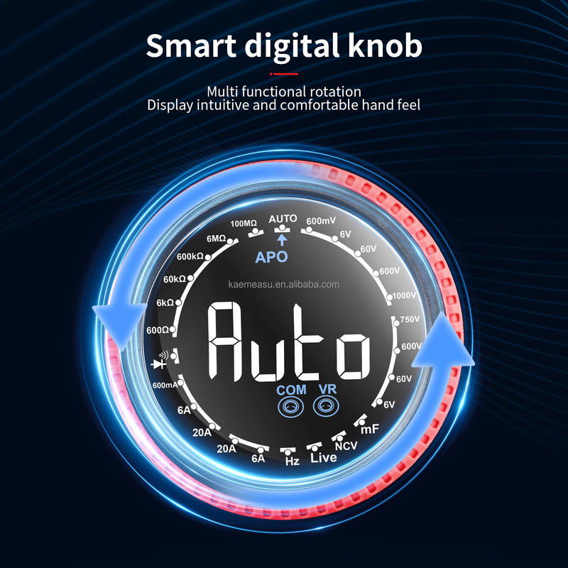 Auto Range Multimetro NCV Voltage Current Smart Digital Multimeter Tester Continuidad Botón giratorio Multimetro digital profesional