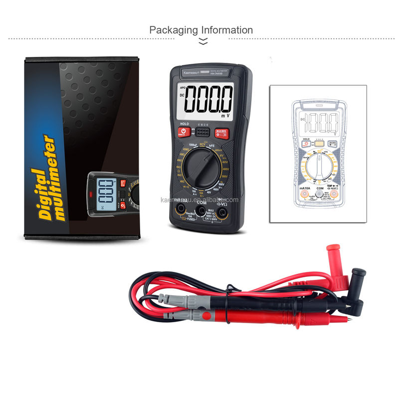 Mini multimétrico digital multifunción para medir la resistencia y la continuidad 200mV-1000V 40-40mF