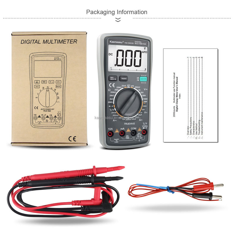 Testador de tensión CA multimétrico inteligente para medir el rango de capacitancias 20nF/200nF/2uF/20uF/200uF/2000uF y 10A de corriente CA máxima