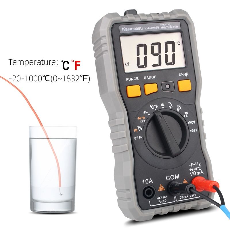 Mini Multimetro Digital DC/AC Amperio de Voltado Corriente Ohm Temperatura T-rms Multimetro digital de alta precisión para electricistas