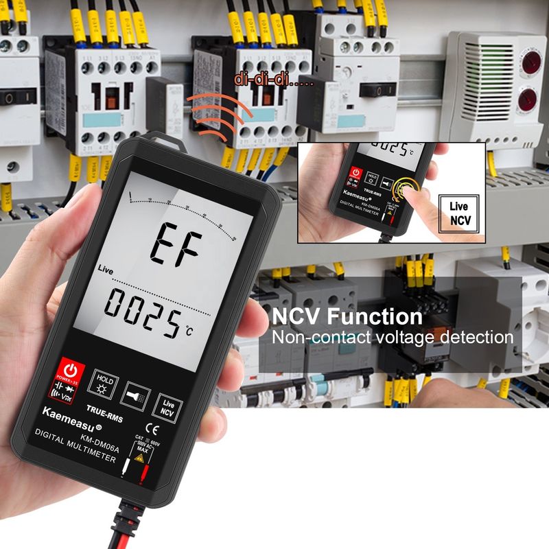 Gran pantalla Auto Rango Toque Multimetro Digital Verdadero RMS Multimetro Digital AC DC Voltado Mini Multimetro de bolsillo