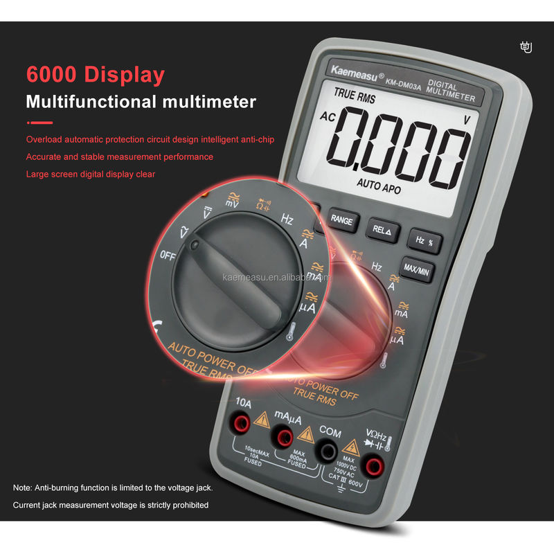 Alta precisión anti quemaduras 1000V Multimétricos digitales pantalla LCD Voltmétrico de verdadera función RMS Multimétrico con sonda de temperatura