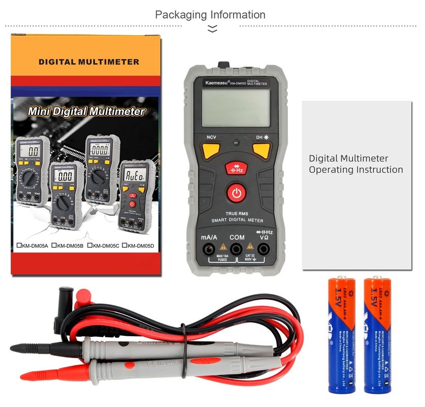 Multiméter digital de bolsillo de alta precisión multifuncional de alta precisión Ncv Ohm Hz Tester de rango automático Multiméter digital