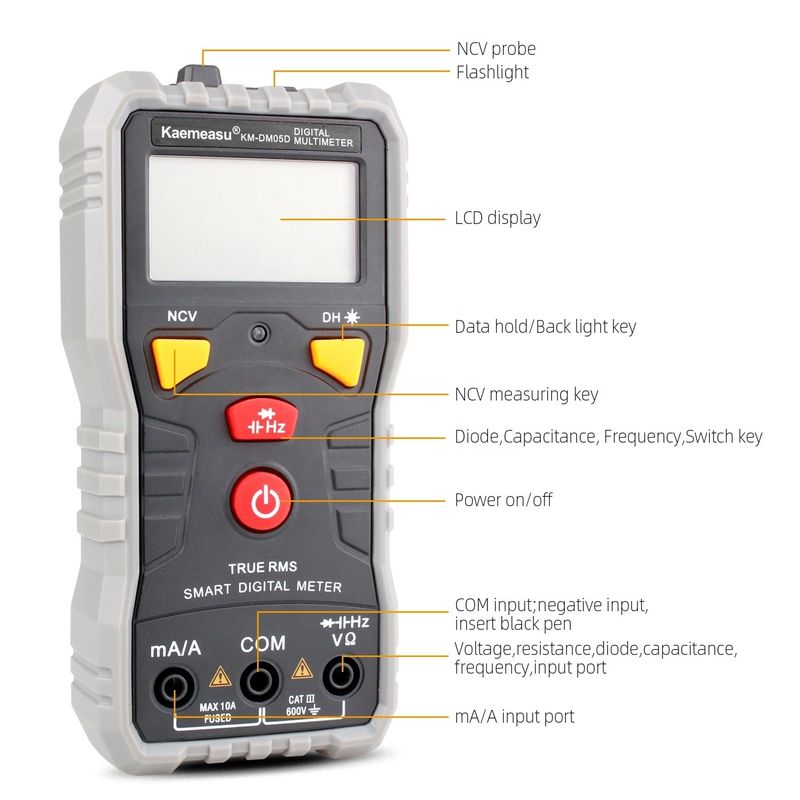 Multiméter digital de bolsillo de alta precisión multifuncional de alta precisión Ncv Ohm Hz Tester de rango automático Multiméter digital