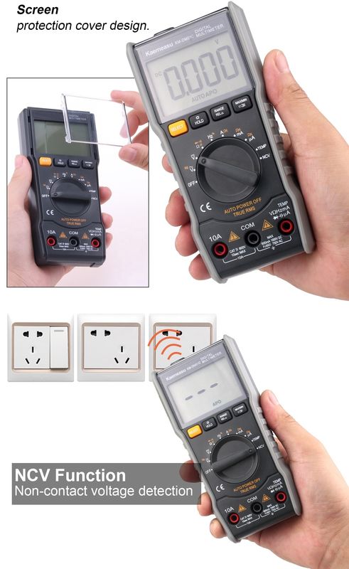 Multimétricos eléctricos antiquema de verdadero rms Ncv Ohm Hz Tester Multimétricos digitales inteligentes con sonda de temperatura