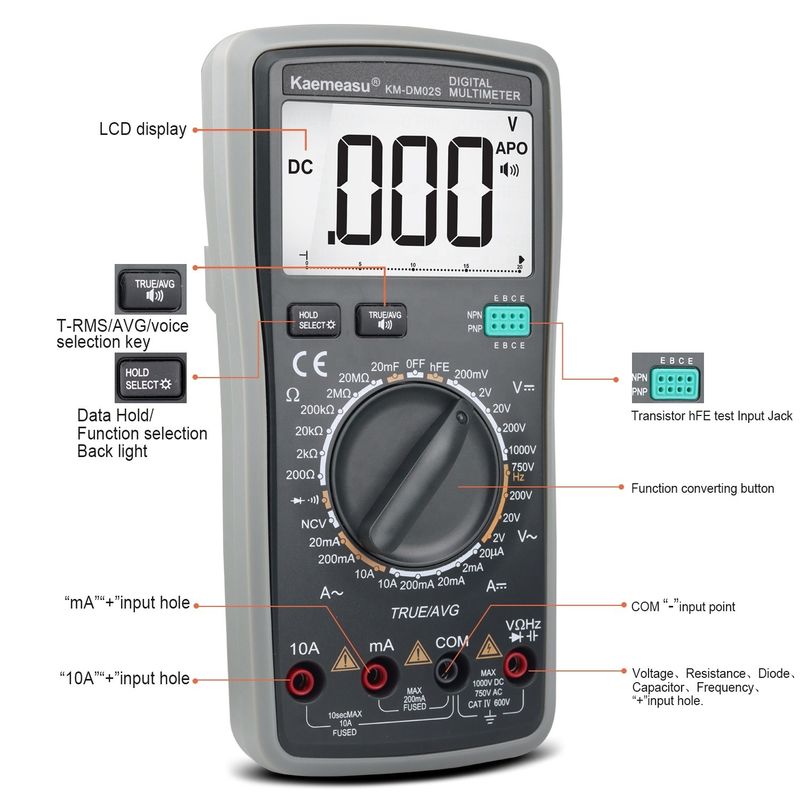 Multitestador de voz inteligente Rango automático Equipo de laboratorio multifunción Tester de resistencias Multiméter digital