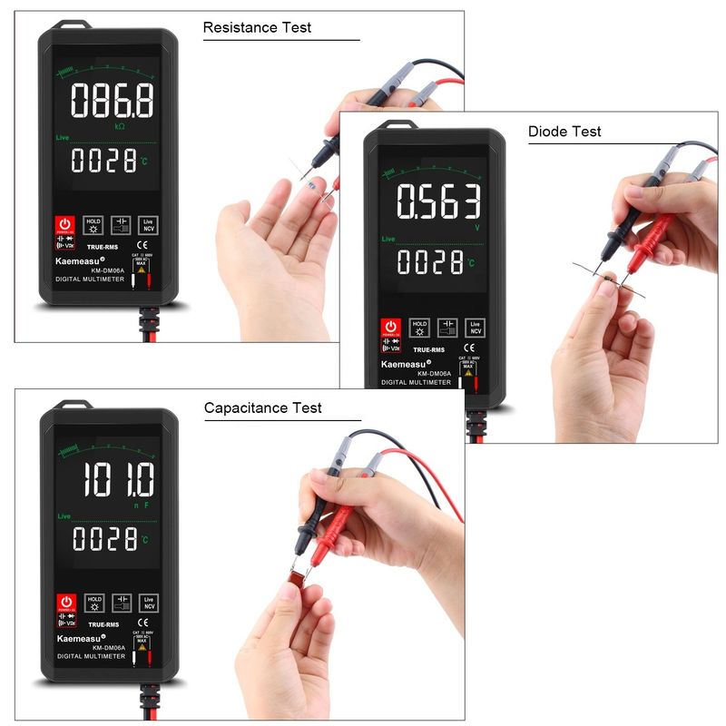 Herramientas de reparación electrónica de bolsillo Kaemeasu Mini Multimetro digital táctil 6000 cuenta Color Gran pantalla Mini Multimetro digital táctil