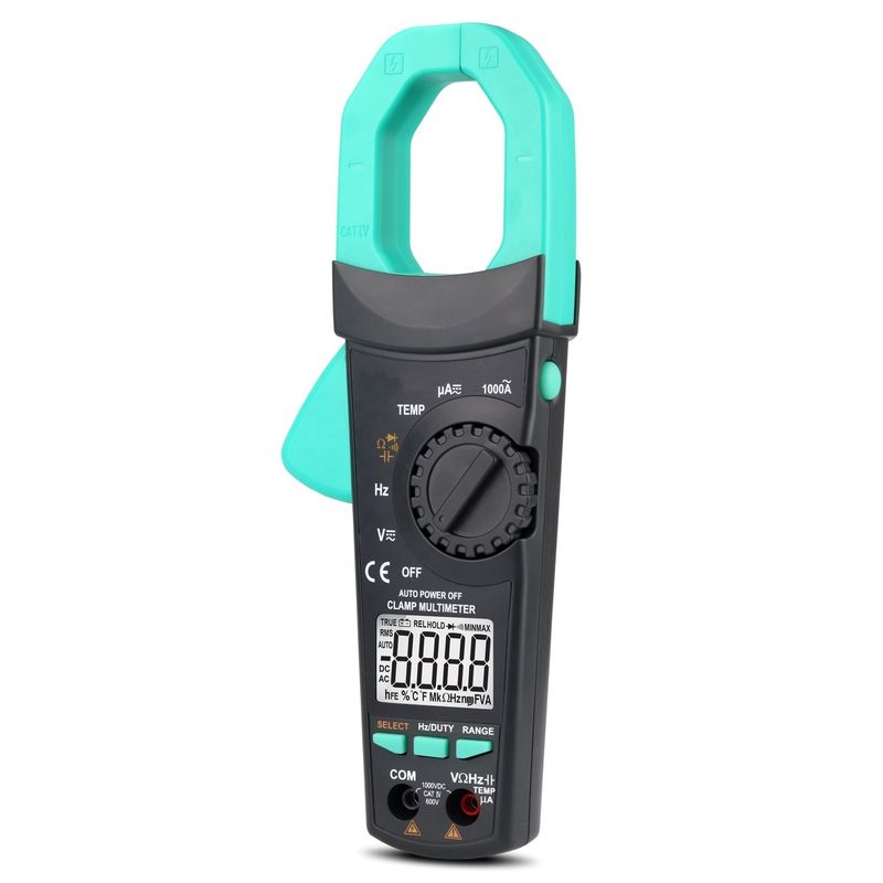 Medidor de tensión de abrazadera AC/DC profesional de 1000 A con pantalla de 3 5/6 dígitos y medición de corriente multifuncional