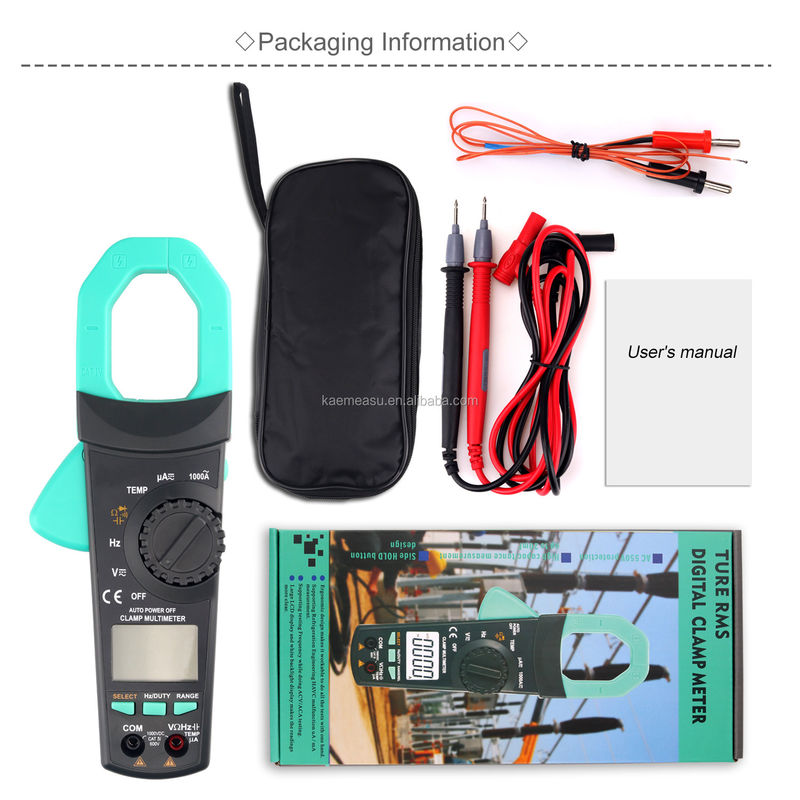 Componentes eléctricos ABS 300g Digital AC DC Clamp Meter Autónomo de alcance Multimetro verdadero Rms Ncv Ampímetro