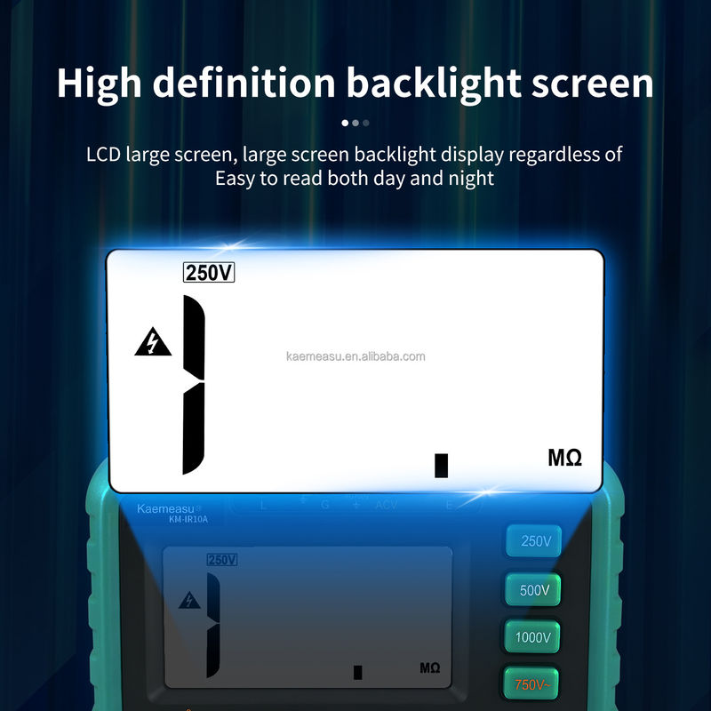 Tester digital de resistencia al aislamiento con protección contra sobrecargas y rango de medición de hasta 2000MΩ Clase 1 250V 500V 1000V