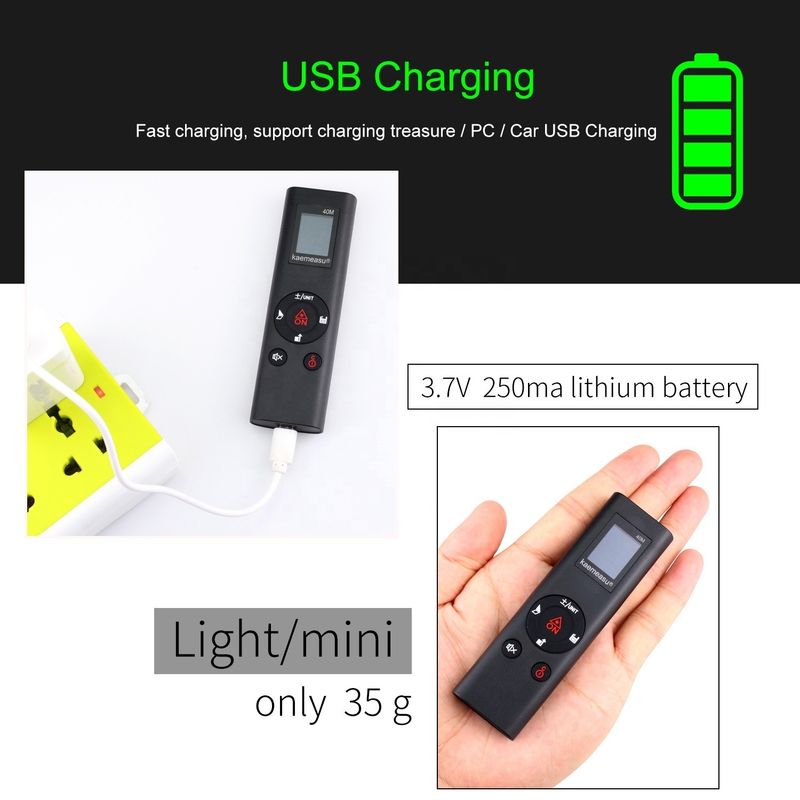 40m Mini portátil USB recargable láser medidor de distancia de alta precisión infrarrojo regla electrónica láser medidor de distancia