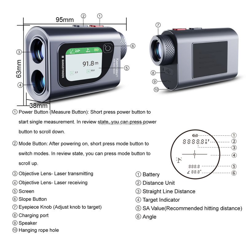 Telescopio de transmisión de datos de 800 m Medidor láser Golf Medidor de distancia de caza Medidor de distancia de golf Medidor de distancia láser