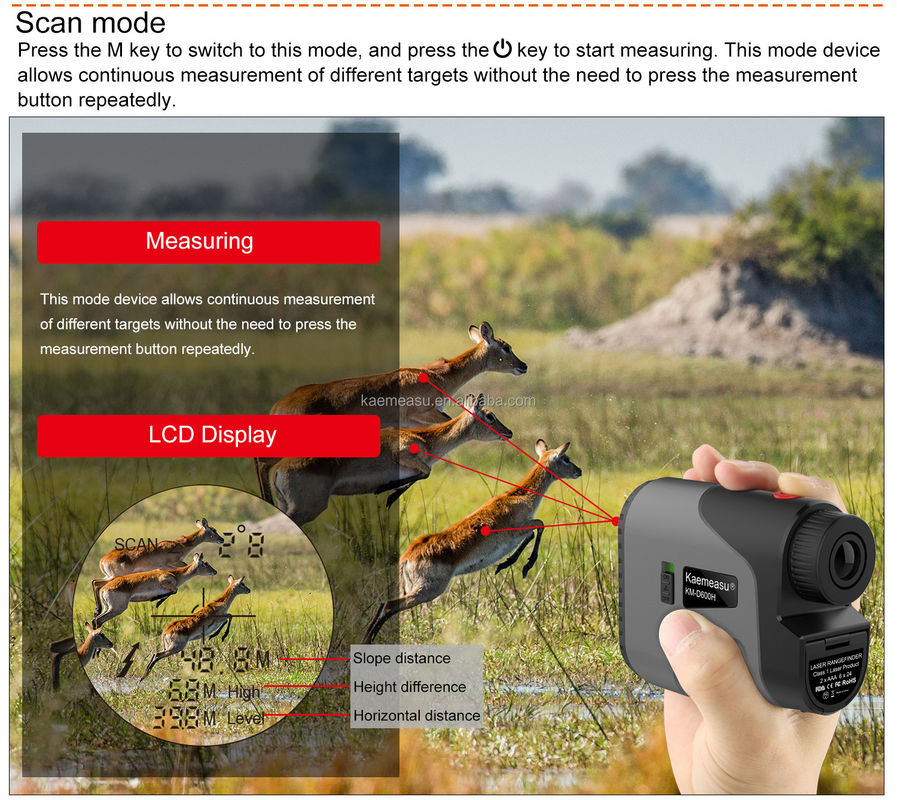 D Modelo Laser Range Finder Distance Meter Combo Golf Caza Ingeniería de topografía Fuente de alimentación precisa 1.5V*2*AAA Batería