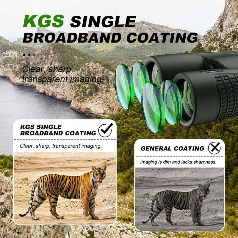 Prismáticos Kaemeasu C Modelo Verde 10x42 HD Impermeables para Adultos, Prismáticos para Observación de Aves y Senderismo, Óptica con Prisma BAK4, Cuerpo de Aleación de Magnesio a Prueba de Golpes, Visión Clara y Brillante