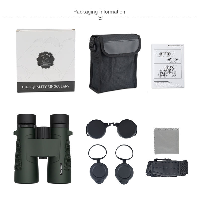 Prismáticos Kaemeasu C Modelo Verde 10x42 HD Impermeables para Adultos, Prismáticos para Observación de Aves y Senderismo, Óptica con Prisma BAK4, Cuerpo de Aleación de Magnesio a Prueba de Golpes, Visión Clara y Brillante